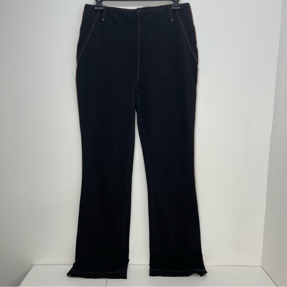 Lysse pull on pants Faux Leather trim